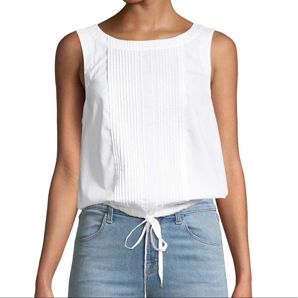 Trina Turk Whittier Pleated Poplin Tie-Hem Top